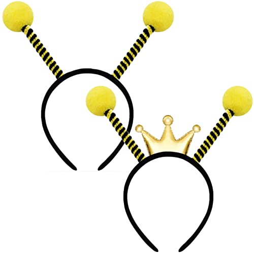 Hatstar | DoppelPack | Bienen Königin + Bienen Haarreif mit Fühlern | Bienenantenne | Haarschmuck für Damen | Kopfschmuck Accessoire für Ihr Kostüm zu Fasching & Karneval von Hatstar