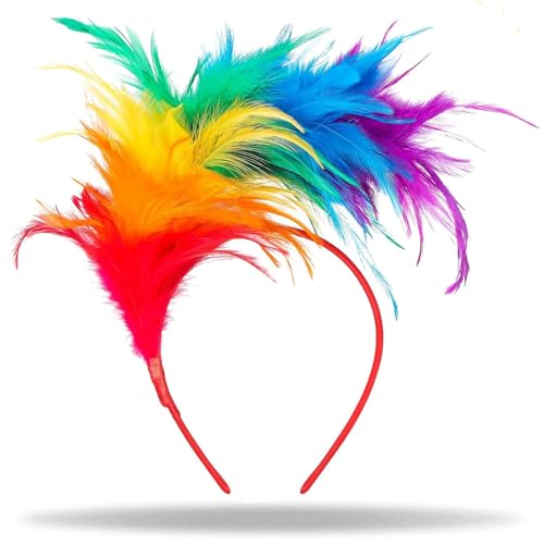 Hatstar Fascinator Haarreif Bunt | Regenbogen Papagei Feder Haarband Stirnband | Haarschmuck für Damen & Mädchen | Kostüm Accessoire zur Hochzeit, | Kopfschmuck zu Karneval, Fasching & Party von Hatstar