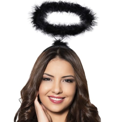 Hatstar Heiligenschein schwarz | Christkind Engel Haarreif Engelskostüm | Haarschmuck Accessoire zu Weihnachten & Silvester | für Fastnacht, Karneval & Fasching | Kopfschmuck für Damen & Herren von Hatstar