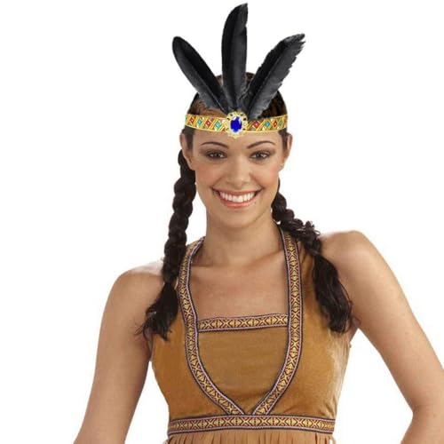 Hatstar Indianer Haarband Stirnband | Haarschmuck elastisch mit Brosche und Federn | Kopfschmuck für Fasching, Karneval, Motto Party | Federschmuck Accessoire für Damen, Herren und Kinder Kostüm von Hatstar