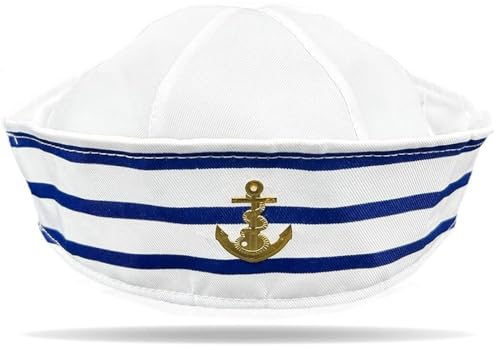 Hatstar Matrosen Hut Cap | Marine Yacht Blau Kapitän Mütze | Segelhut Seemannshut Seemannskappe | als Accessoire zum Karneval Fasching Kostüm | Cappy für Damen und Herren von Hatstar