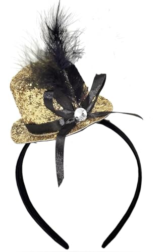 Hatstar Party Zylinder Haarreif | Partyhut Kopfschmuck für Silvester, Fasching & Karneval | Kostüm Haarschmuck für Herren, Damen & Kinder (gold) von Hatstar