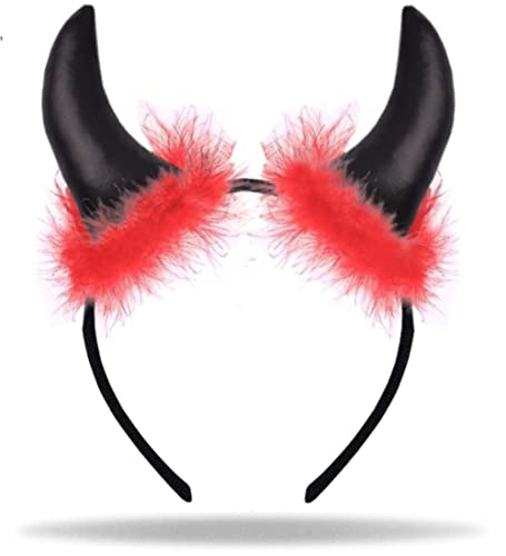Hatstar Teufelshörner Haarreif rot/schwarz | Teufelsohren Devil Ears | Halloween Haarschmuck | Fasching, Karneval, Kostüm Party | Kopfschmuck für Damen, Herren & Kinder von Hatstar