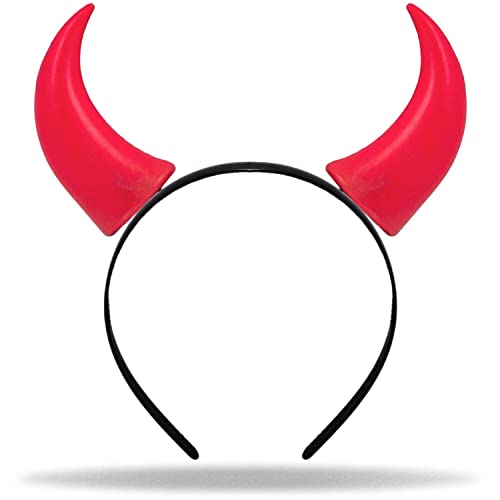 Hatstar Teufelshörner Haarreif rot | Vampir Teufelsohren Devil Ears für Kostüm Party | Kopfschmuck für Damen & Herren | Haarschmuck zu Halloween, Fasching & Karneval von Hatstar