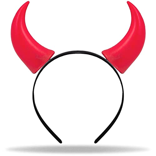 Hatstar Teufelshörner Haarreif rot | Vampir Teufelsohren Devil Ears für Kostüm Party | Kopfschmuck für Damen & Herren | Haarschmuck zu Halloween, Fasching & Karneval von Hatstar