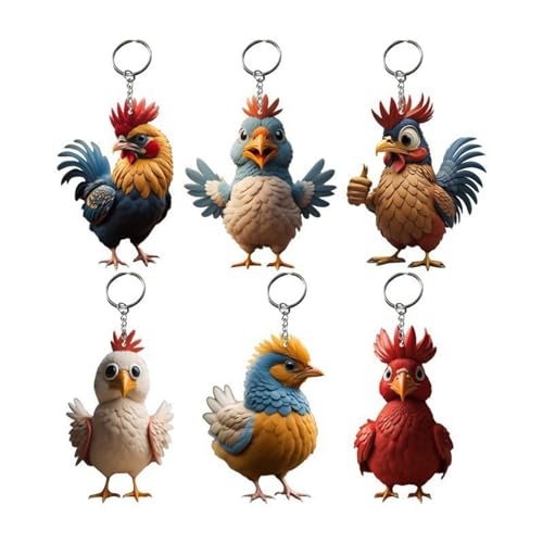 6 Stück Cartoon Huhn Schlüsselanhänger Rucksack Anhänger Kinder Handgemachte Tier Schlüsselanhänger Weihnachtsbaum Ornament von Hattba