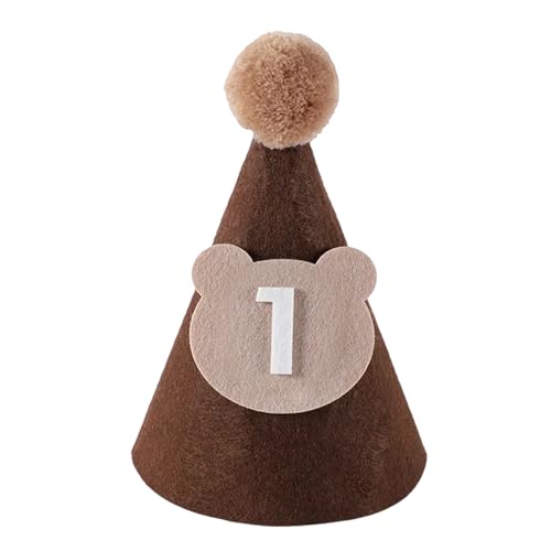 Brauner Kaffeebär, Baby-Geburtstagshut, Party-Dekoration, Bommel, Schirm, verstellbare Größe, für 1., 2., 3. Jahre Brauner Kaffeebär, Baby-Geburtstagshut, Party-Dekoration, Bommel, Schirm, verstellbare Größe, für 1., 2., 3. Jahre von Hattba