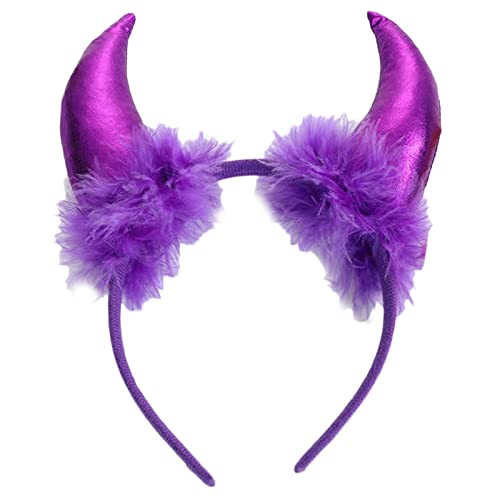 Halloween-Stirnband für Erwachsene, Teufelsochsen-Dekor, kurzer Horn, Haarreif, Cosplay-Kostüm, Maskerade, Party-Kopfschmuck von Hattba
