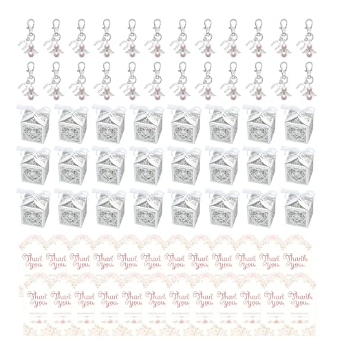 Hattba Charm Angelic Anhänger Schlüsselanhänger Mehrzweck-Geschenk-Set mit 24 Stück Süßigkeitenschachteln und Dankeskarten für Abendveranstaltungen von Hattba