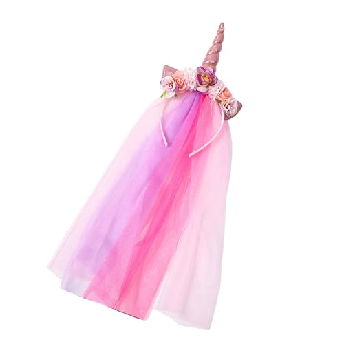 Horn Regenbogen Blume Stirnband Halloween Kopfbedeckung Halloween Party Foto Requisiten Blume Party Kopfbedeckung Cosplay Zubehör von Hattba