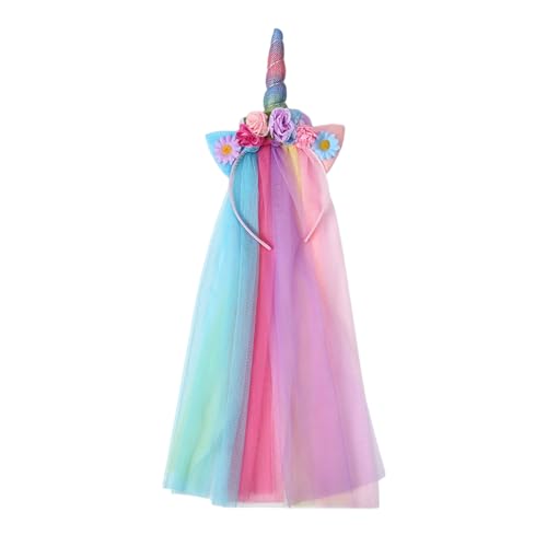 Horn Regenbogen Blume Stirnband Halloween Kopfbedeckung Halloween Party Requisiten Foto Blume Party Kopfbedeckung Cosplay Zubehör von Hattba
