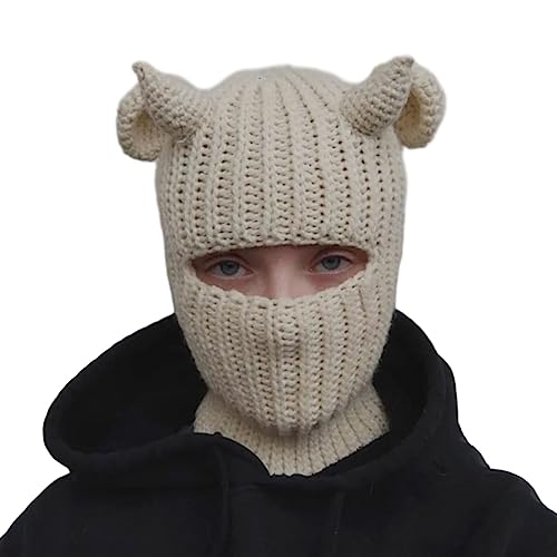 Mädchen Strickmütze Ostern Foto Requisite Teufelshorn Hut Kostüm Ostern Horn Dekorationen Winter Strickmützen Halloween Teufel Kostüm von Hattba