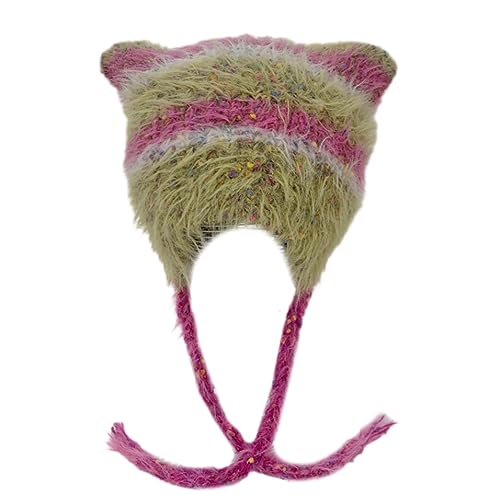 Ohrenhut für Teenager, Herbst und Winter, Strickmütze, einzigartige gestreifte Fotografie-Requisiten, gestrickter Totenkopf-Hut, handgefertigt Ohrenhut für Teenager, Herbst und Winter, Strickmütze, einzigartige gestreifte Fotografie-Requisiten, gestrickter Totenkopf-Hut, handgefertigt von Hattba