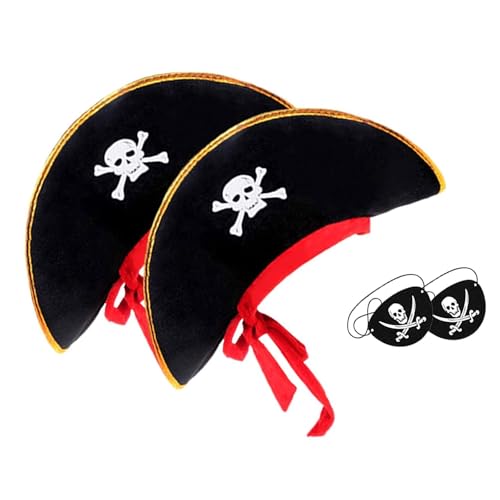 Piratenschädel-Aufdruck, Hut und Augenbinde, Kostüm-Sets für Kinder, stilvolles Rollenspiel-Zubehör für Halloween-Party Piratenschädel-Aufdruck, Hut und Augenbinde, Kostüm-Sets für Kinder, stilvolles Rollenspiel-Zubehör für Halloween-Party von Hattba