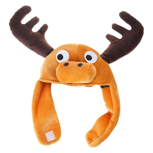Warme Plüsch-Elch-Hut, Kopfbedeckung für Kinder und Erwachsene, warme Winter-Kopfbedeckung, Urlaubszubehör, Kopfbedeckung Warme Plüsch-Elch-Hut, Kopfbedeckung für Kinder und Erwachsene, warme Winter-Kopfbedeckung, Urlaubszubehör, Kopfbedeckung von Hattba
