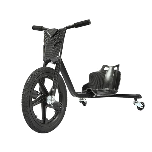 Driftscooter Kinder Drift Scooter 360° Scooter Drift Trike Fuß Go-Kart Drifter Für Steinstraße Grasland Asphaltstraße Kinder über 6 Jahre (Carbon Fiber Schwarz) von HauTour