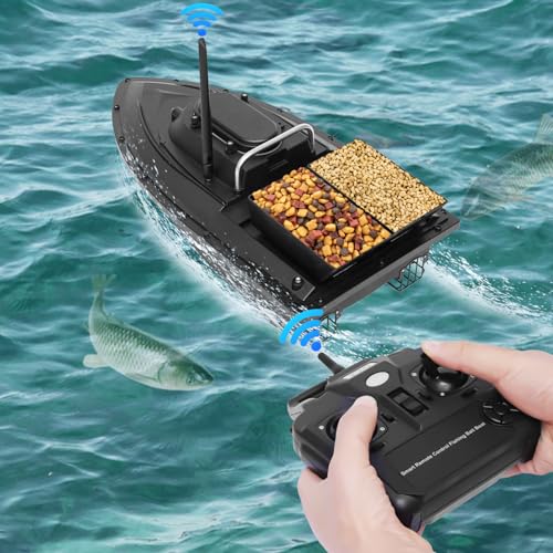 HauTour Futterboot 500m/1640ft Fernbedienung Köderboot Mit Großer Kapazität 2kg Ladetrichter LED Nachtlicht Positionierung Boot, Antennen und Propeller, 5200mAh Akku HauTour Futterboot 500m/1640ft Fernbedienung Köderboot Mit Großer Kapazität 2kg Ladetrichter LED Nachtlicht Positionierung Boot, Antennen und Propeller, 5200mAh Akku von HauTour