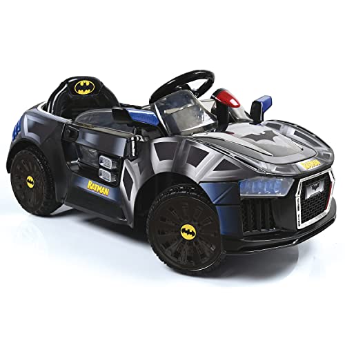 Hauck E-Batmobile 6V Elektrofahrzeug - elektrisches Auto für Kinder, mit LED, Gurt und Flügeltüren - Batman Schwarz, Groß von Hauck