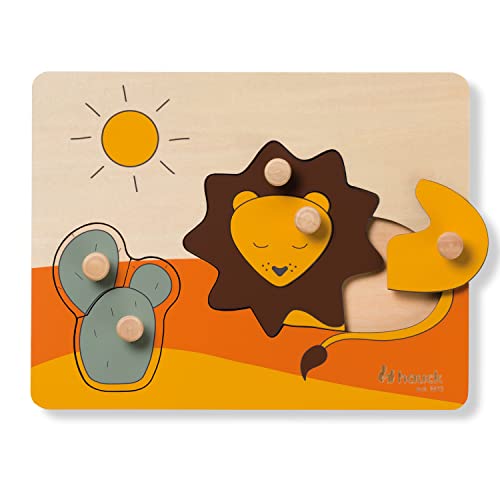 Hauck Greifpuzzle für Kinder Puzzle N Sort - Steckpuzzle Holz ab 1 Jahr (FSC® zertifizert), Holzpuzzle mit Tierformen und griffigen Holzknöpfen, Förderung von Feinmotorik (Lion) von Hauck