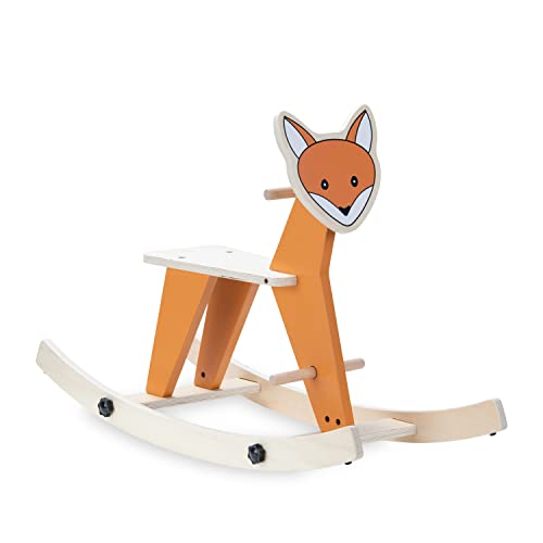 hauck Schaukeltier für Kleinkinder Rock N Swing ab 18 Monate bis 50 kg, Schaukelpferd Holz (FSC® Zertifiziert), Kufen Drehbar - Umbaubar zum Schaukelsitz (Fox) von hauck