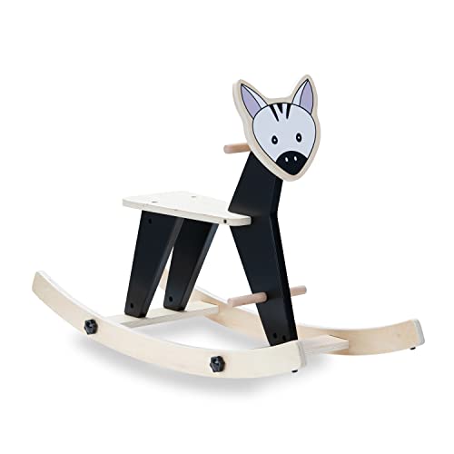 Hauck Schaukeltier Rock N Swing, Schaukelpferd Baby aus Holz (FSC® Zertifiziert), ab 18 Monaten, Kufen Drehbar - Umbaubar zur Sitzgelegenheit (Zebra) von Hauck