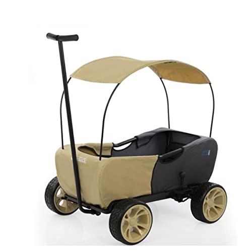 hauck Transportwagen Eco Mobil, für zwei Kinder, ab 2 Jahren, bis 50 kg belastbar, stabil, kippsicher, faltbar, Feststellbremse, gefederte, abnehmbare Deichsel, Sonnendach, Sitzpolster, Safari von hauck