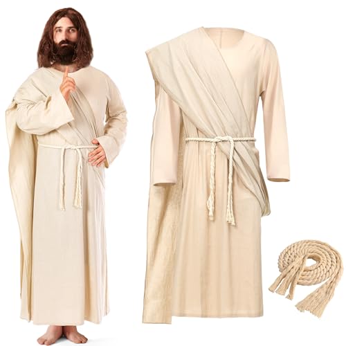 Haull Biblisches Osterkostüm für Erwachsene, Herren, Robe, Kostüm mit Schal, Taillenkordel, Leinenfarbe, X-Large Haull Biblisches Osterkostüm für Erwachsene, Herren, Robe, Kostüm mit Schal, Taillenkordel, Leinenfarbe, X-Large von Haull
