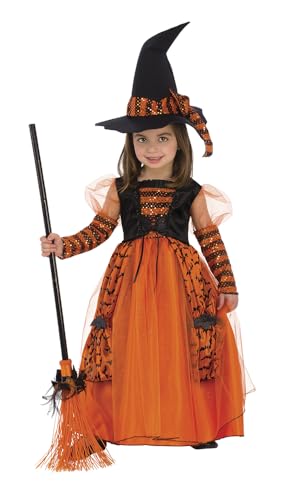 Rubies Glänzendes Hexenkostüm für Mädchen, Kinderkleid in Orange, mit Glitzerdetails und Hut mit Pailletten für Halloween, Karneval, Geburtstag und Weihnachten Rubies Glänzendes Hexenkostüm für Mädchen, Kinderkleid in Orange, mit Glitzerdetails und Hut mit Pailletten für Halloween, Karneval, Geburtstag und Weihnachten von Rubie's