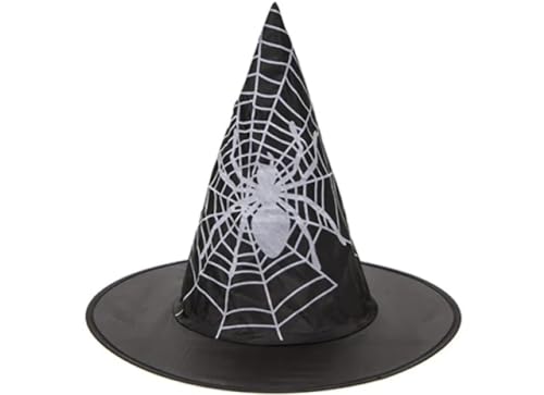 Haunted House PMS Kinder-Hexenhut aus Nylon, mit Spinnen-Aufdruck, 35,6 cm x 27,9 cm von Haunted House