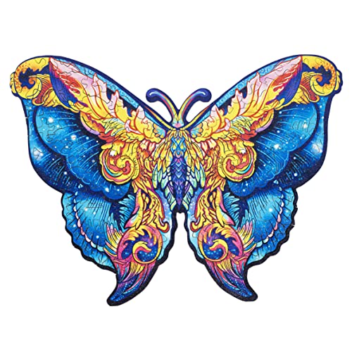 Holzpuzzle Tiemotiv Puzzle aus Holz für Erwachsene und Kinder ab 6 Jahren (Schmetterling) von Haushalt International