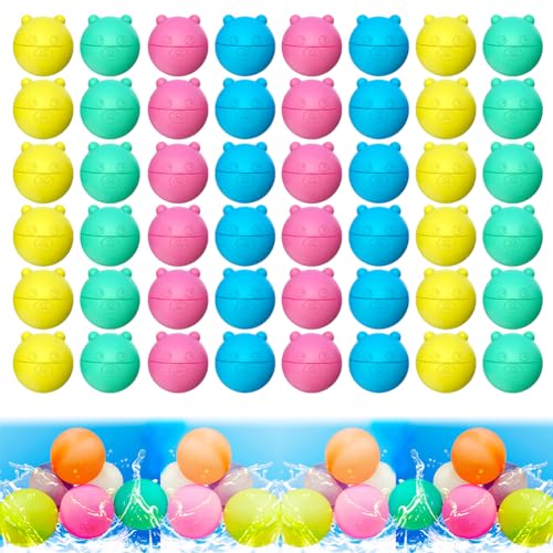 6/12/18/30/48 Pcs Silikon Wasserbomben Wiederverwendbar | Mehrweg Wasserbomben | Wasserbälle Wiederverwendbar | Reusable Water Balloons | Pool Strand Spielzeug Draußen | Wasserbombe (48 Stück) von Hausio
