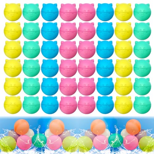 6/12/18/30/48 Pcs Silikon Wasserbomben Wiederverwendbar | Mehrweg Wasserbomben | Wasserbälle Wiederverwendbar | Reusable Water Balloons | Wiederbefüllbare Wasserbomben | Wasserbombe (48 Stück) von Hausio