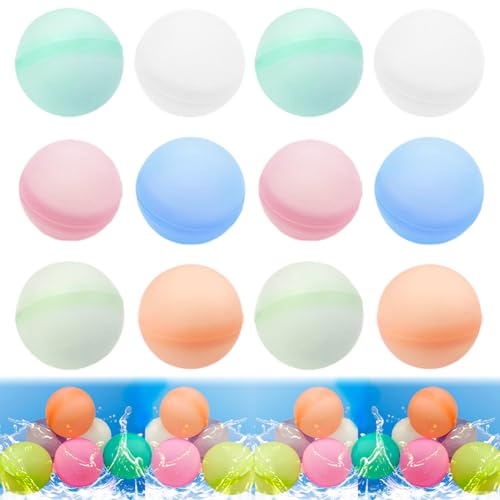 6/12/18 Stück Wasserball Niedlich| Wasserbomben Wiederverwendbar | Wasserbälle Wiederverwendbar | Silikon Wasserballons Bunte | Pool Strand Spielzeug Draußen | Wasserbombe (Einfarbig, 12 Stück) von Hausio