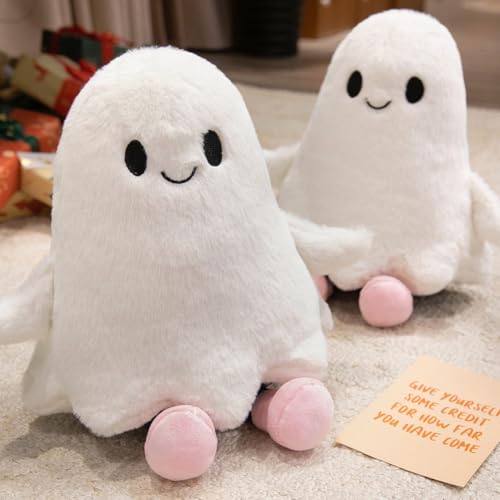 Halloween Geist Plüschtier, 30cm Gruselige Halloween Geist Plüschpuppe, Süßes Weißes G-eister Plüschtier Weiches Plüschkissen Deko für Kinder Erwachsene (2 Stück) von Hausio