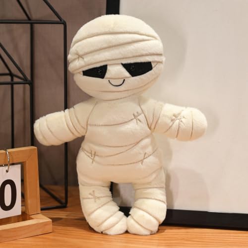 Halloween Plüsch Kürbis, Halloween Plüschtier, Herbst Kürbis Kuscheltier, Kuscheltier Plüsch Spielzeug, Stuffed Animal, Gefülltes Teufelsspielzeug mit Klappbaren, Plüschtier Kürbiskissen (Mumie) von Hausio