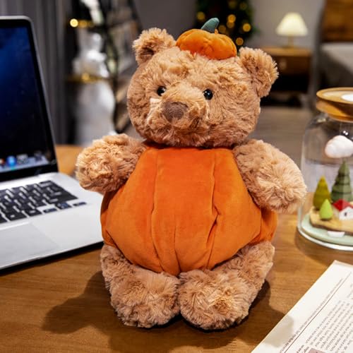 Hausio Halloween Kuscheltier Plüsch Spielzeug Stofftier - Halloween Plush, Kürbis Kuscheltier, 3D Plüschtier Deko, Sofakissen Plüschtier, Plüsch Deko für Erntedankfest Weihnachten (Kürbisbär) von Hausio