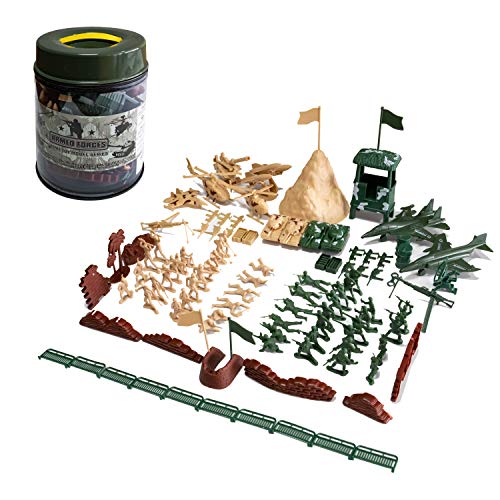 Hautton 【107 Stück】 Spielfiguren Set von Armee Soldaten Figuren Militär Modell Spielesets Mini-Plastik-Soldatenfiguren Spielzeug Militärspielset für Kinder Jungen von Hautton