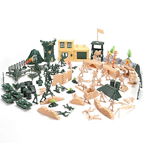 Hautton 【130 Stück Spielfiguren Set von Armee Soldaten Figuren Militär Modell Spielesets Mini-Plastik-Soldatenfiguren Spielzeug Militärspielset für Kinder Jungen von Hautton