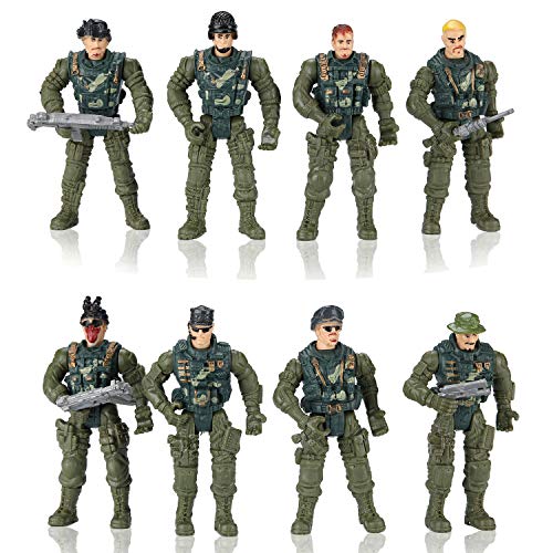 Hautton Militärfiguren Spielsets, Actionfigur Armee Soldaten Figuren, Abnehmbare Soldatenfiguren und Waffe Modelle Army Men Toy für Kinder Jungen 8 Stück von Hautton