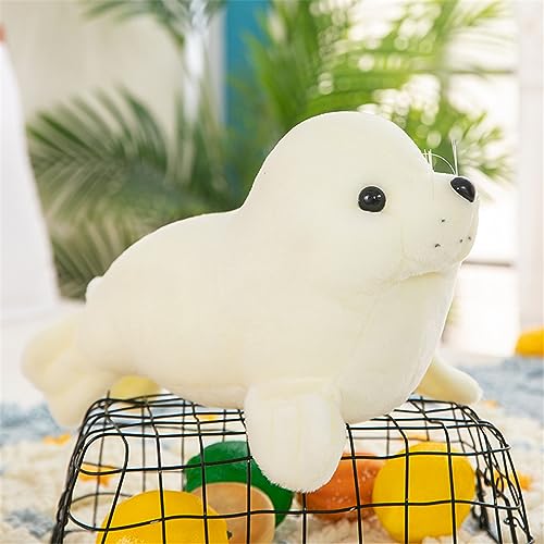 Hava Kolari Plüschtier Robbe Meerestier Kissen Plüsch Siegel Plüschtier Kuscheltiere Robben Stofftier Weiches Kissen Seal Plüschtier Sofakissen für Kinder (Weiß,40cm) von Hava Kolari