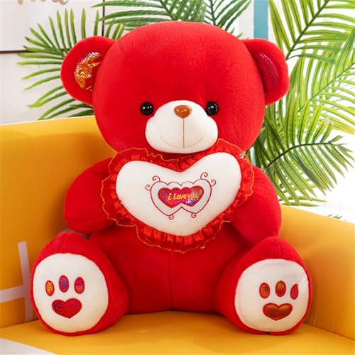 Hava Kolari Teddybär Groß Teddy Bär Plüschtier Kuscheltier Stofftier Teddybär mit Herz für Kinder Jungen Mädchen Geburtstag Weihnachten Valentinstag (Rot,23cm) von Hava Kolari