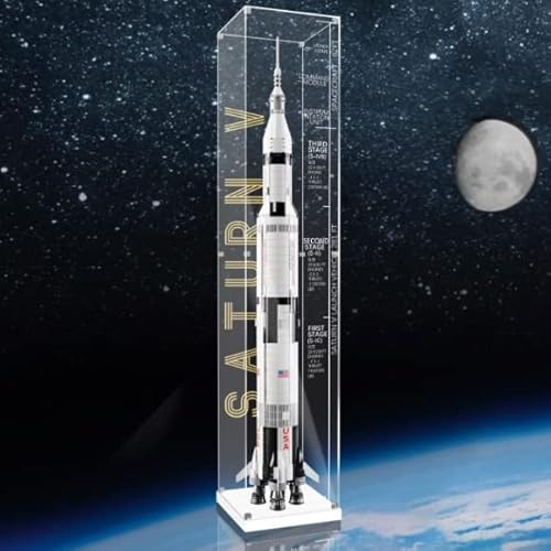 Havefun Acryl Vitrine Kompatibel Mit Lego 92176 NASA Apollo Saturn V Weltraumrakete, Schaukasten Showcase Staubdichte Display Case für Lego 21309 NASA Apollo Saturn V - Nicht Enthalten Modellbausatz von Havefun