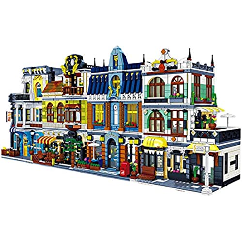 Havefun Haus Bausteine Bausatz Mit Minifigures, 5157 Klemmbausteine Modular Buildings 4 in 1 Restaurant Hotel Café Architektur Modellbausatz, MOC Street View Gebäude Bauset Kompatibel mit Lego Haus von Havefun