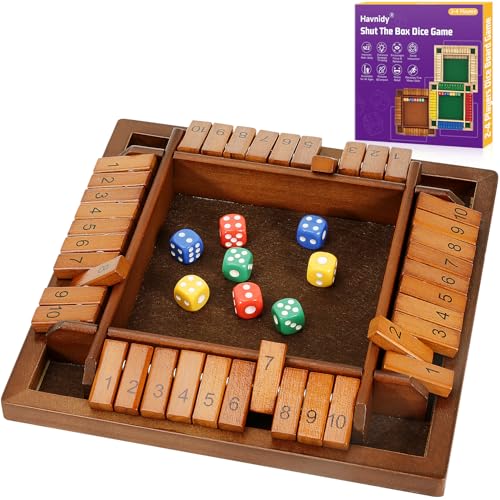 Havnidy Shut The Box Brettspiele, hölzernes Tischspiel für 4 Spieler, Klassische Würfelspiele, Reisespiel, traditionelles hölzernes Mathematik-Würfelspiel für Kneipen, tolle Brettspiele für die ganze Havnidy Shut The Box Brettspiele, hölzernes Tischspiel für 4 Spieler, Klassische Würfelspiele, Reisespiel, traditionelles hölzernes Mathematik-Würfelspiel für Kneipen, tolle Brettspiele für die ganze von Havnidy