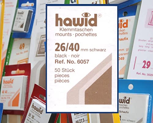 Hawid -Zuschnitte, 50 Stück, glasklar oder schwarz, 58 Verschiedene Größen in den gebräuchlichen Briefmarkenformaten zur Auswahl (26 x 40 mm, schwarz) von Hawid