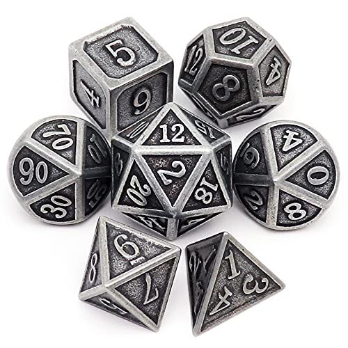 Haxtec Antique Iron Metal DND Dice Set D&D Metall Würfel Polyhedral Dice W/PU Leather Dice Bag for Dungeons and Dragons Gift TTRPG von Haxtec