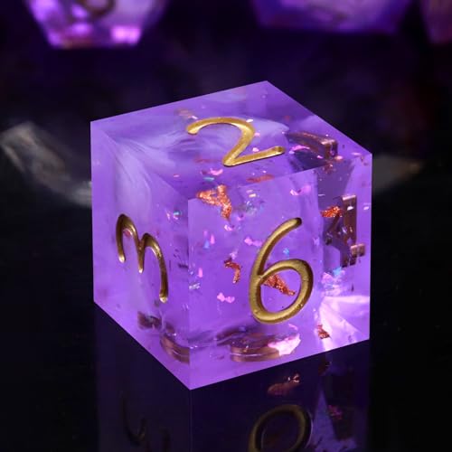 Haxtec DND Dice Set Sharp Edge Resin Dice Set with Case, Polyedrisches D&D Dice Set for Dungeons and Dragons TTRPGs Purple Nebula Dice D and D Game von Haxtec