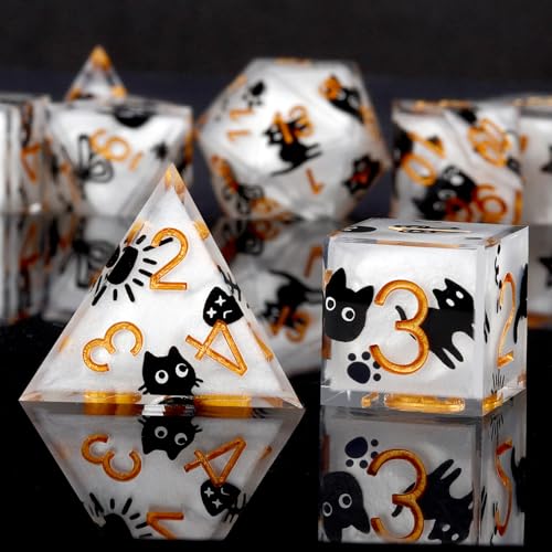 Haxtec DND Dice Set Sharp Edge Resin Dice Set with Dice Case, D and D Dice, Polyhedral D&D Dice Set for Dungeons and Dragons TTRPGs DND Gift von Haxtec