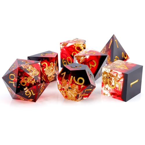 Haxtec DND Dice Set Sharp Edge Resin Dice Set with Dice Case, D and D Dice, Polyhedral D&D Dice Set for Dungeons and Dragons TTRPGs DND Gift von Haxtec