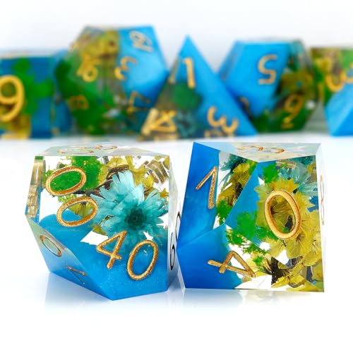 Haxtec DND Dice Set Sharp Edge Resin Dice Set with Dice Case, D and D Dice, Polyhedral D&D Dice Set for Dungeons and Dragons TTRPGs DND Gift von Haxtec